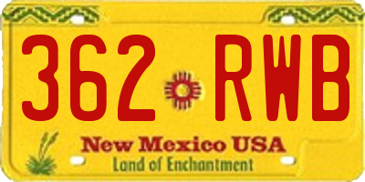 NM license plate 362RWB