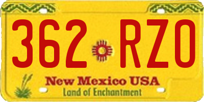 NM license plate 362RZO
