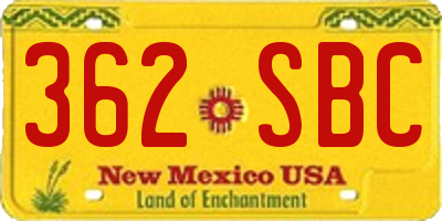 NM license plate 362SBC