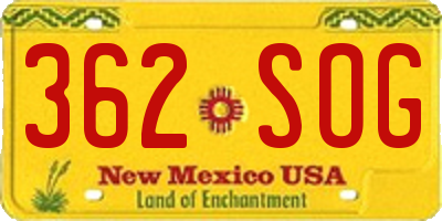 NM license plate 362SOG