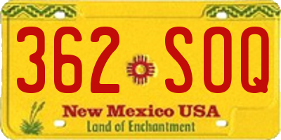 NM license plate 362SOQ