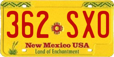 NM license plate 362SXO