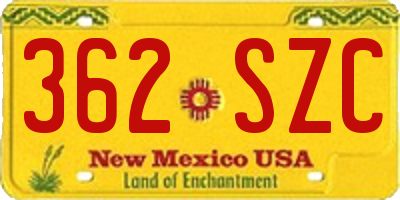 NM license plate 362SZC