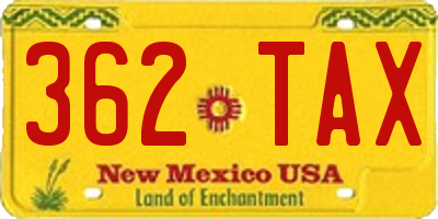 NM license plate 362TAX