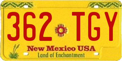 NM license plate 362TGY