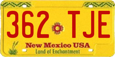 NM license plate 362TJE