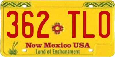 NM license plate 362TLO
