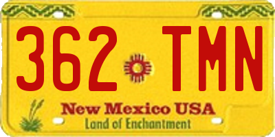 NM license plate 362TMN