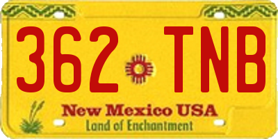 NM license plate 362TNB