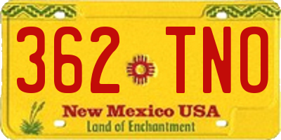 NM license plate 362TNO