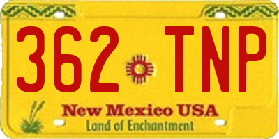 NM license plate 362TNP