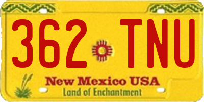 NM license plate 362TNU