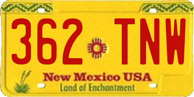 NM license plate 362TNW