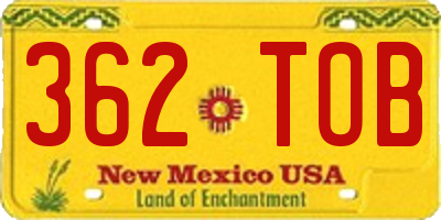 NM license plate 362TOB