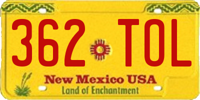 NM license plate 362TOL