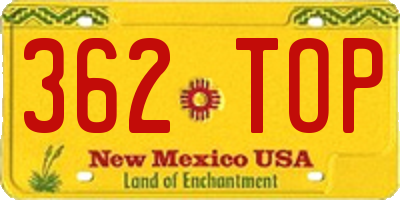 NM license plate 362TOP