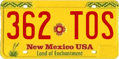 NM license plate 362TOS