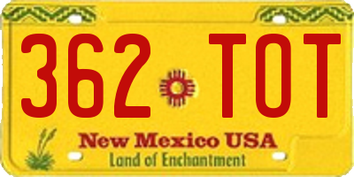 NM license plate 362TOT