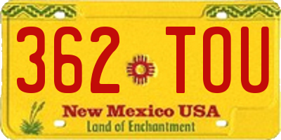 NM license plate 362TOU