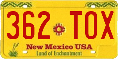 NM license plate 362TOX