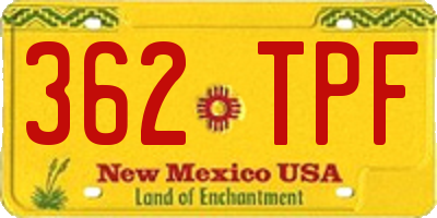 NM license plate 362TPF