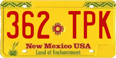 NM license plate 362TPK