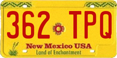 NM license plate 362TPQ