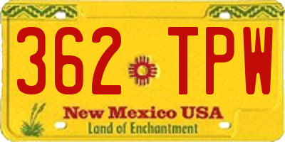 NM license plate 362TPW