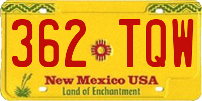 NM license plate 362TQW