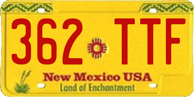 NM license plate 362TTF