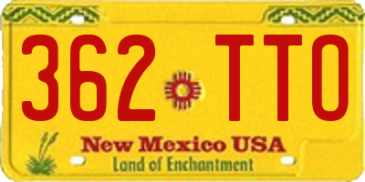 NM license plate 362TTO