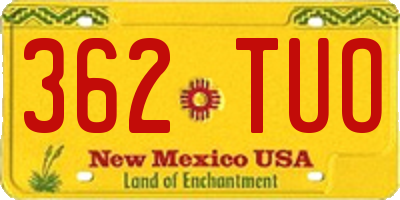 NM license plate 362TUO