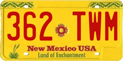NM license plate 362TWM