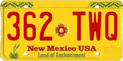 NM license plate 362TWQ