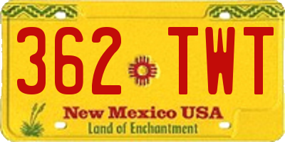 NM license plate 362TWT