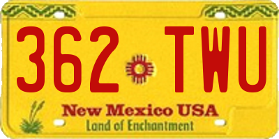 NM license plate 362TWU
