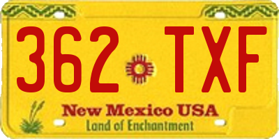 NM license plate 362TXF