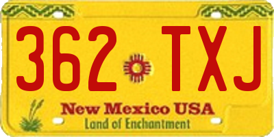 NM license plate 362TXJ