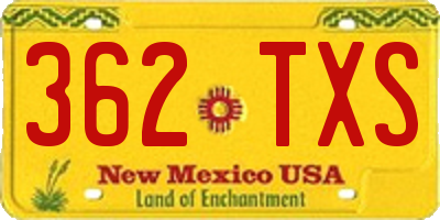 NM license plate 362TXS