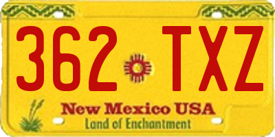 NM license plate 362TXZ