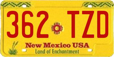 NM license plate 362TZD