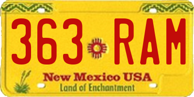 NM license plate 363RAM