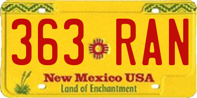 NM license plate 363RAN