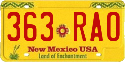 NM license plate 363RAO