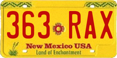 NM license plate 363RAX