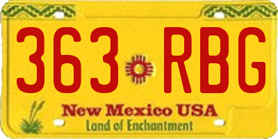 NM license plate 363RBG