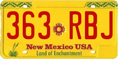 NM license plate 363RBJ