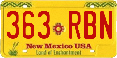 NM license plate 363RBN