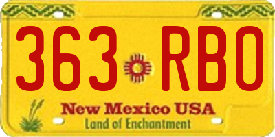 NM license plate 363RBO
