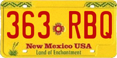 NM license plate 363RBQ